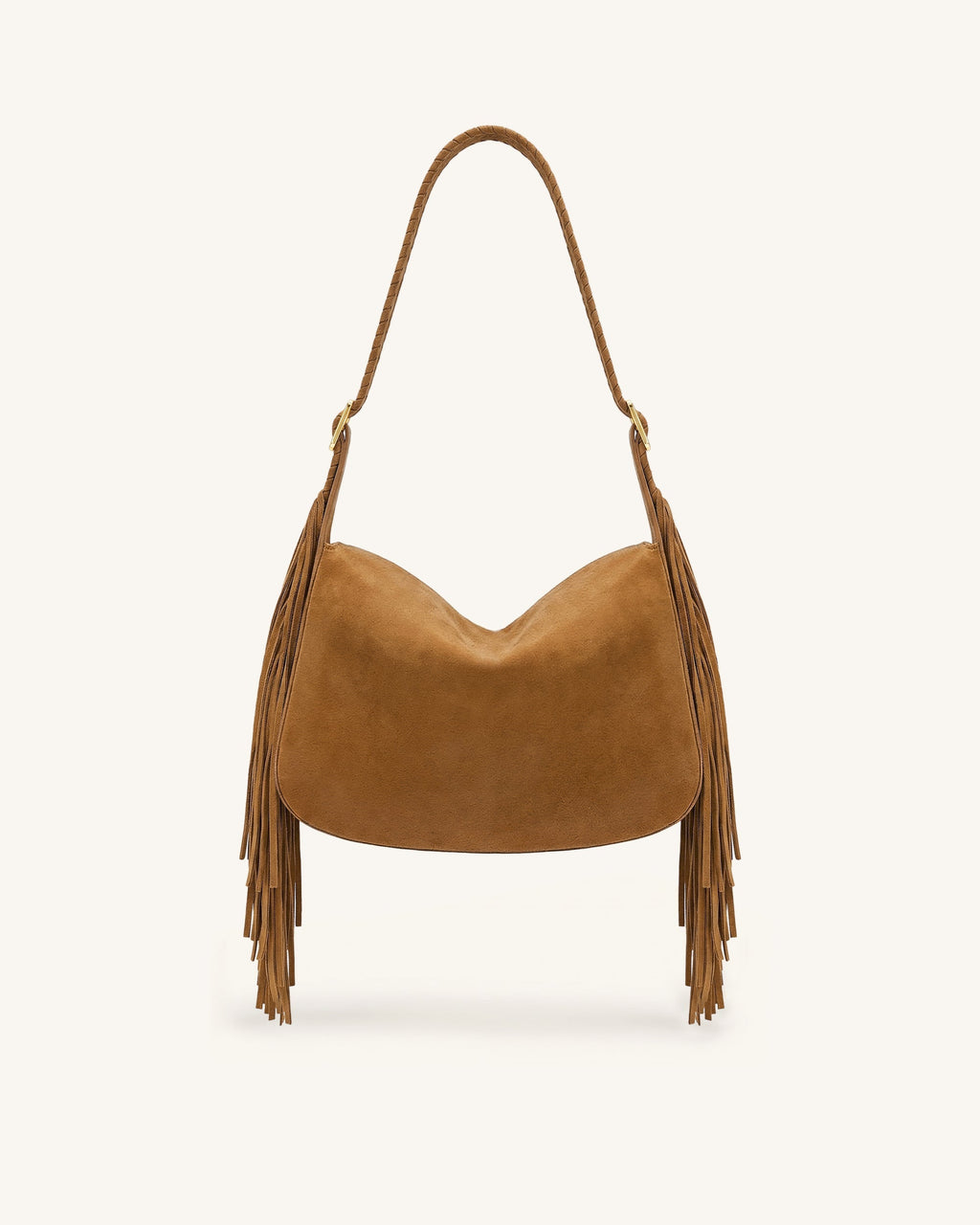 Avery Fringe Faux Suede Shoulder Bag - Brown