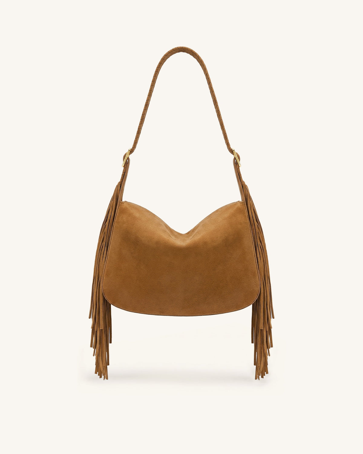 Avery Fringe Faux Suede Shoulder Bag - Brown