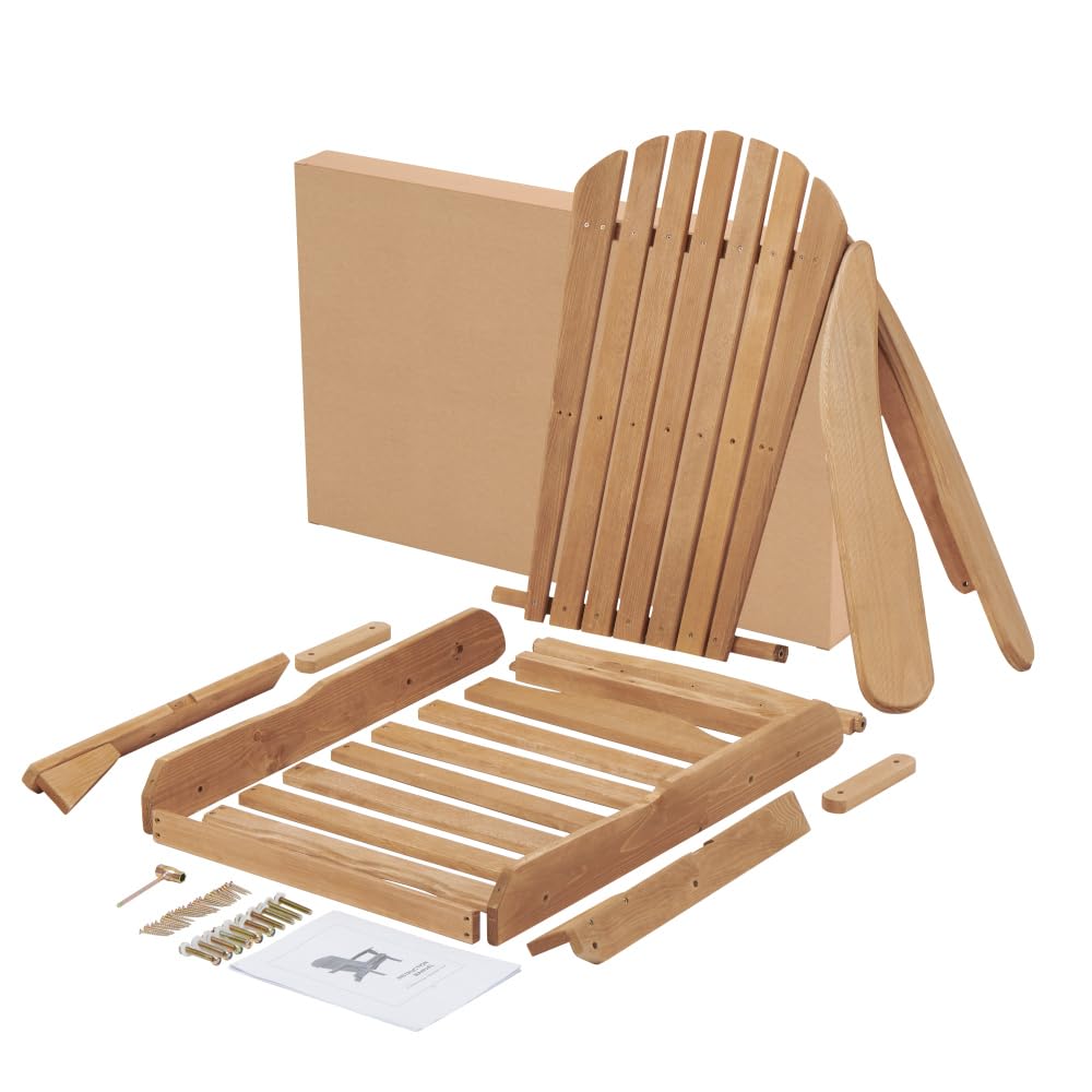 Solid Cedar Wood Folding Adirondack Chair Set of 2 B593545
