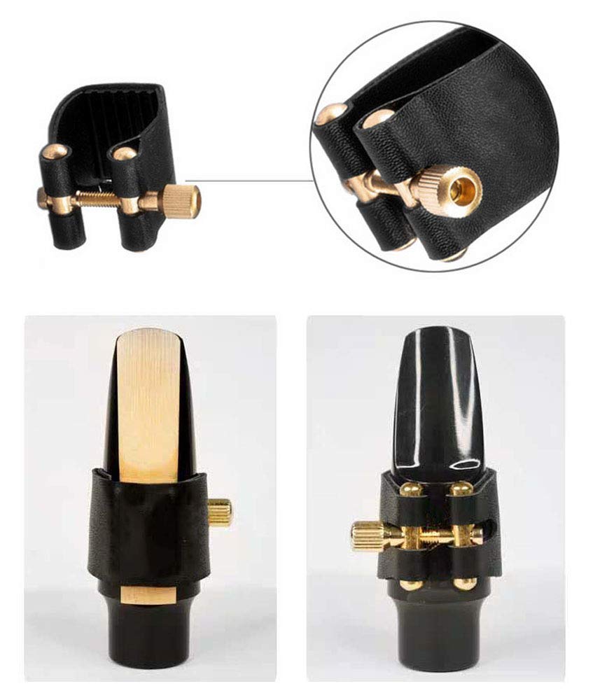 Alto Saxophone Mouthpiece Leather Ligature Fastener Black D6344