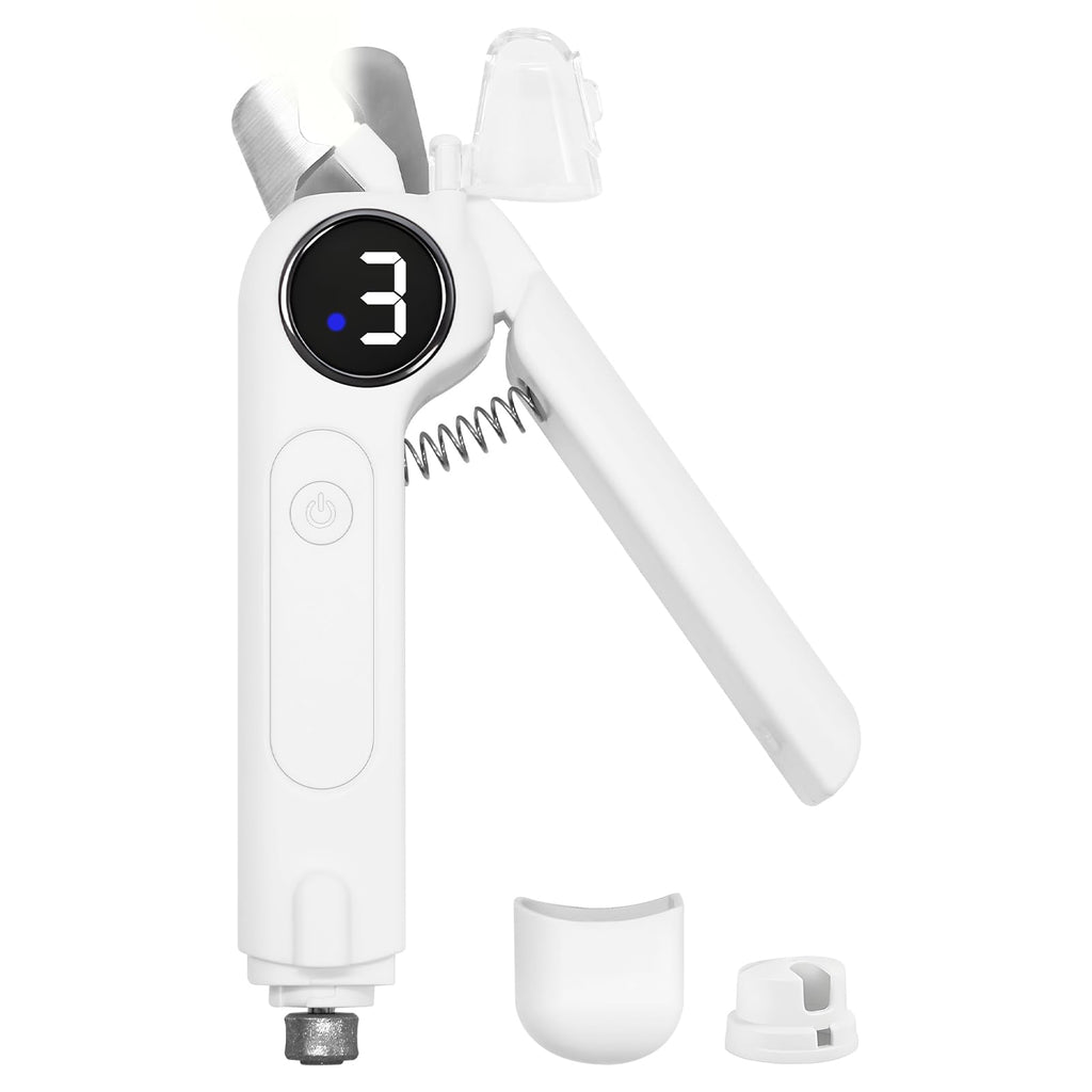 Dog Nails Clippers & Grinders 2in1 Trimmer with LCD Display and LED Lights Cat Claw Nail File with Protective Guard Rechargeable Electric Pet Toenail Silent Grooming Pro P501427