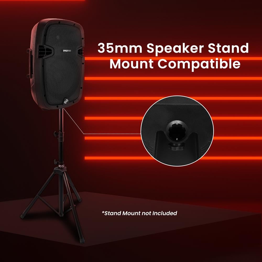 1000W Bluetooth PA System Speakers with 10 Inch Subwoofer and USB, Black O12239