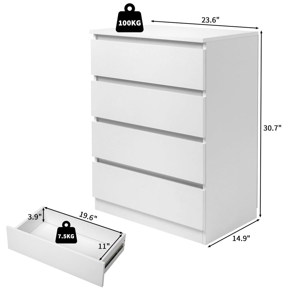 White 4 Drawer Dresser W785