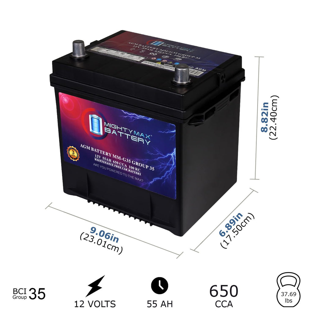 12V 55Ah AGM 650 CCA Replacement Battery B645