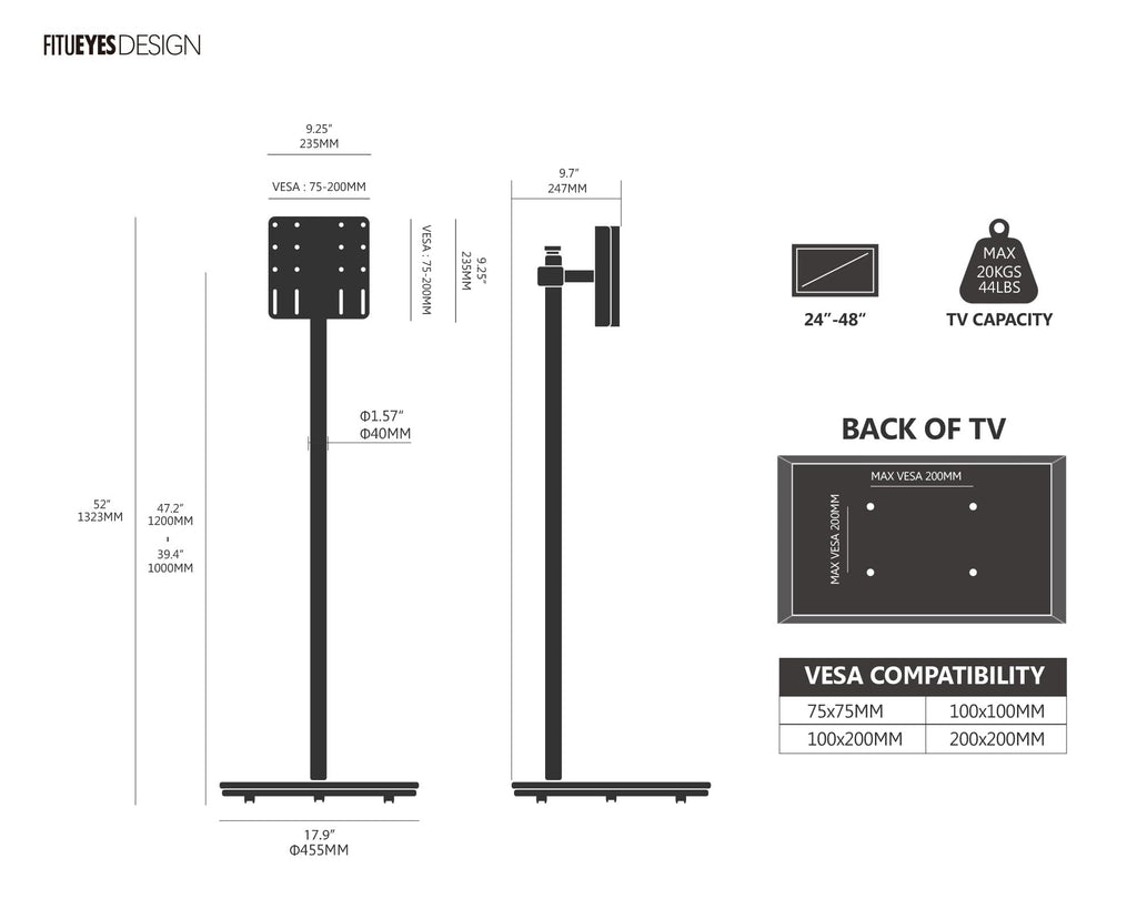 Rolling TV Stand for 24-48 Inch M153077