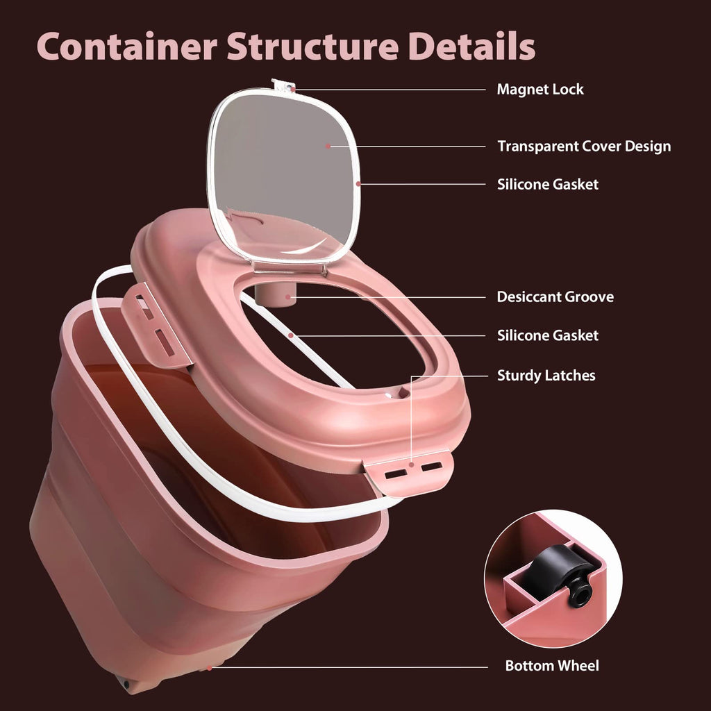 Collapsible Airtight Dry Food Storage Containers with Rolling Wheel M7894