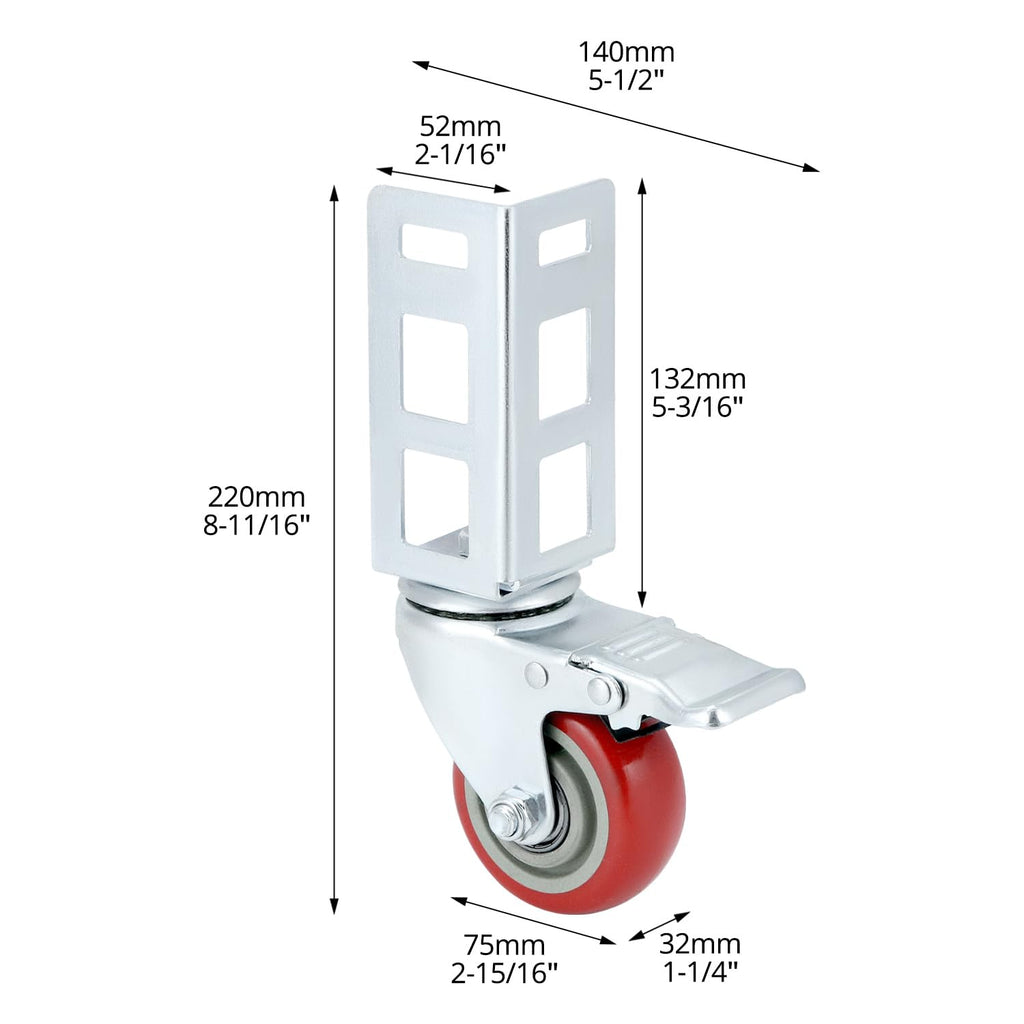 3" Boltless Rack Caster Wheels, 8 Pack X781699