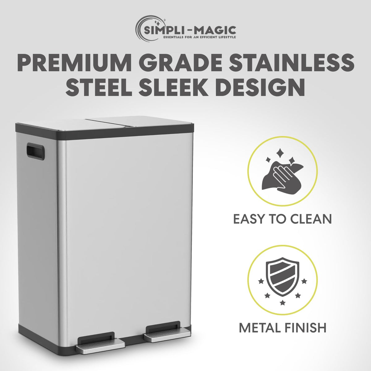 16 Gallon Dual Compartment Stainless Steel Step Trash Can A61391
