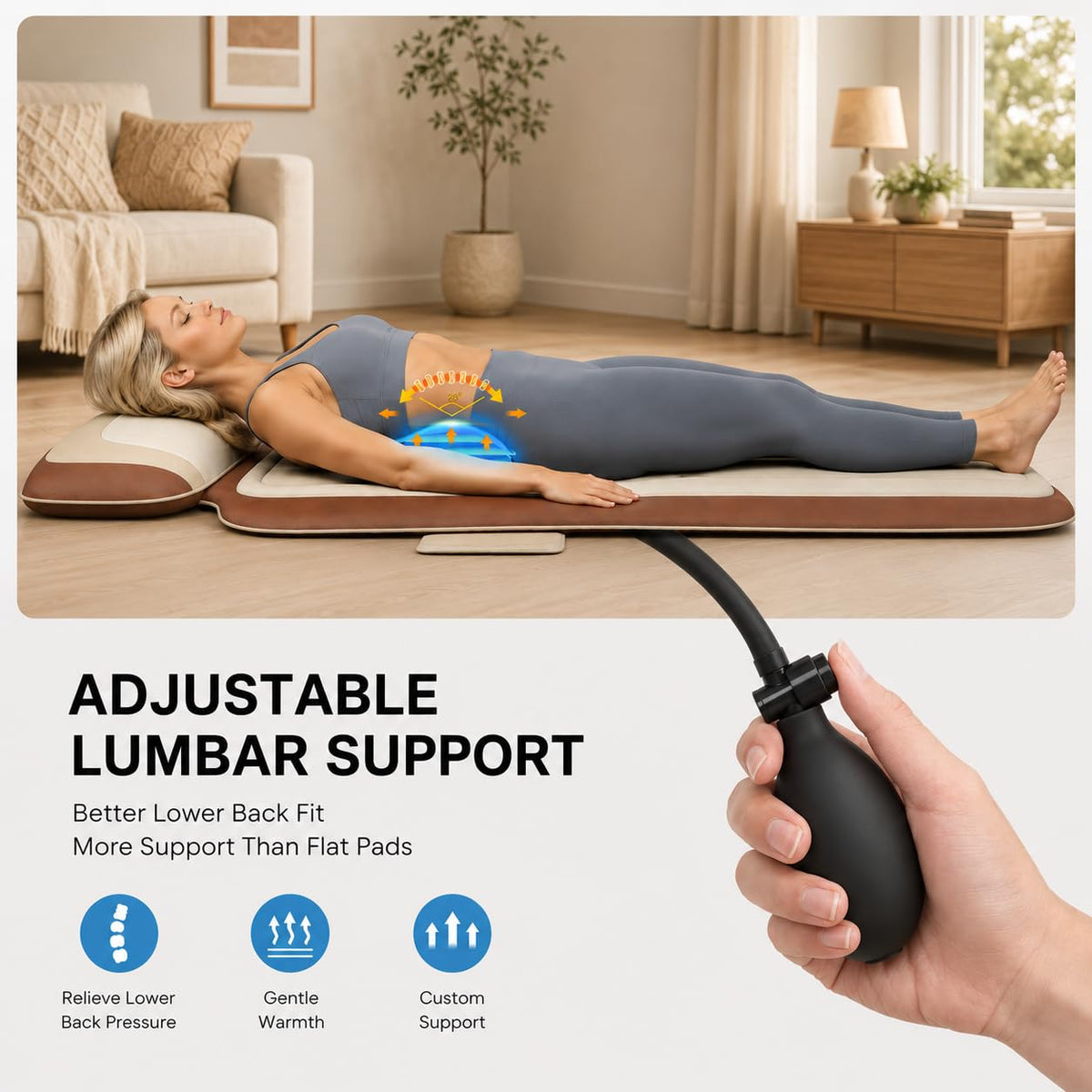 Vibration Massage Mat with Heat and Lumbar Support O834