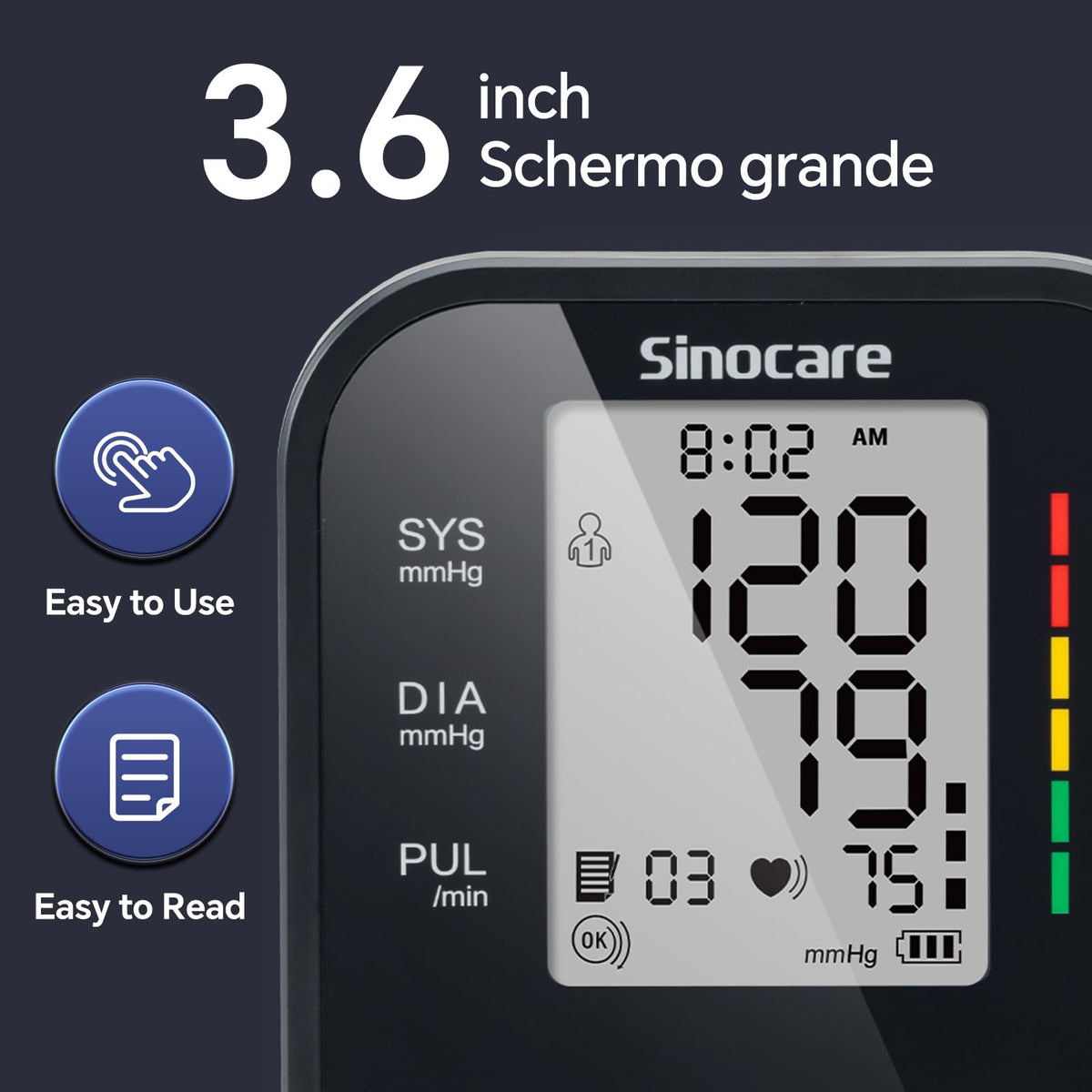 Upper Arm Blood Pressure Monitor with Adjustable Arm Cuff A600812