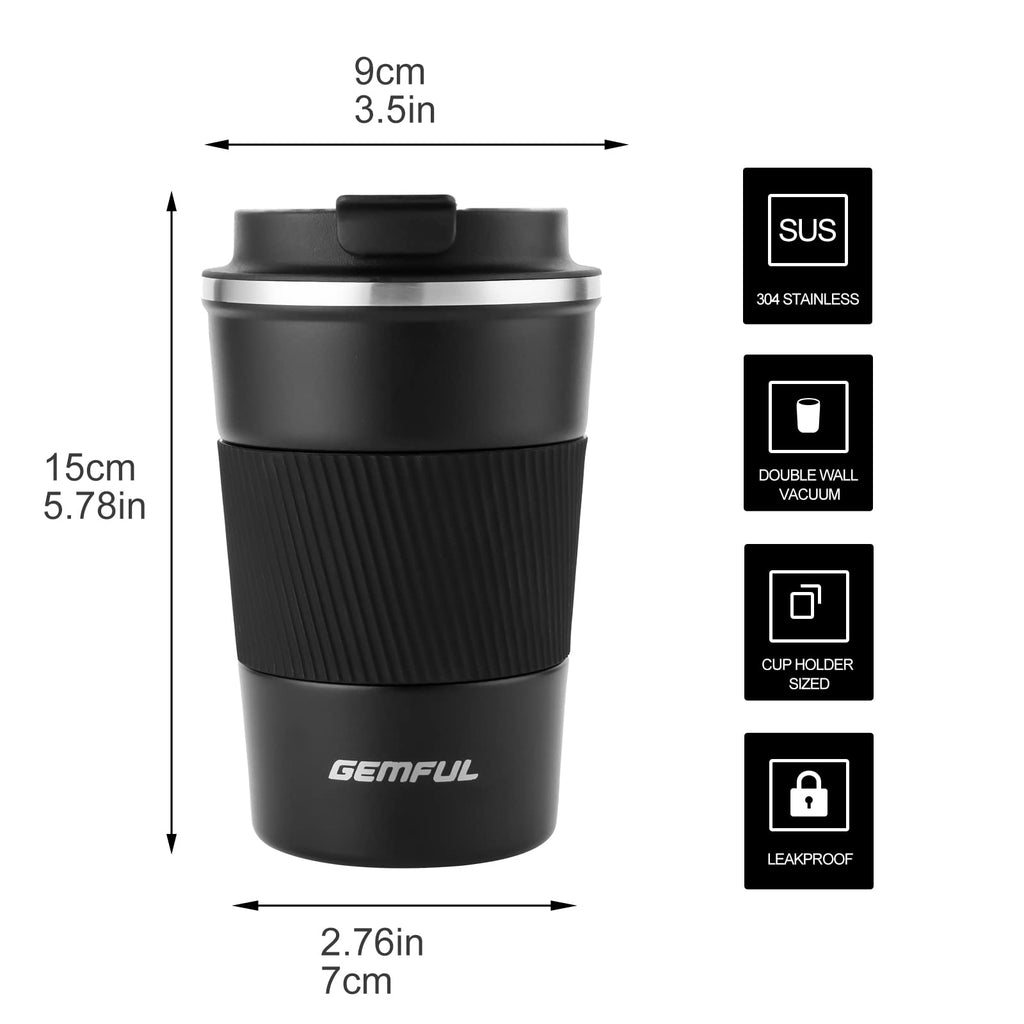13oz Insulated Stainless Steel Travel Coffee Mugs Set (2 Pack) D5584