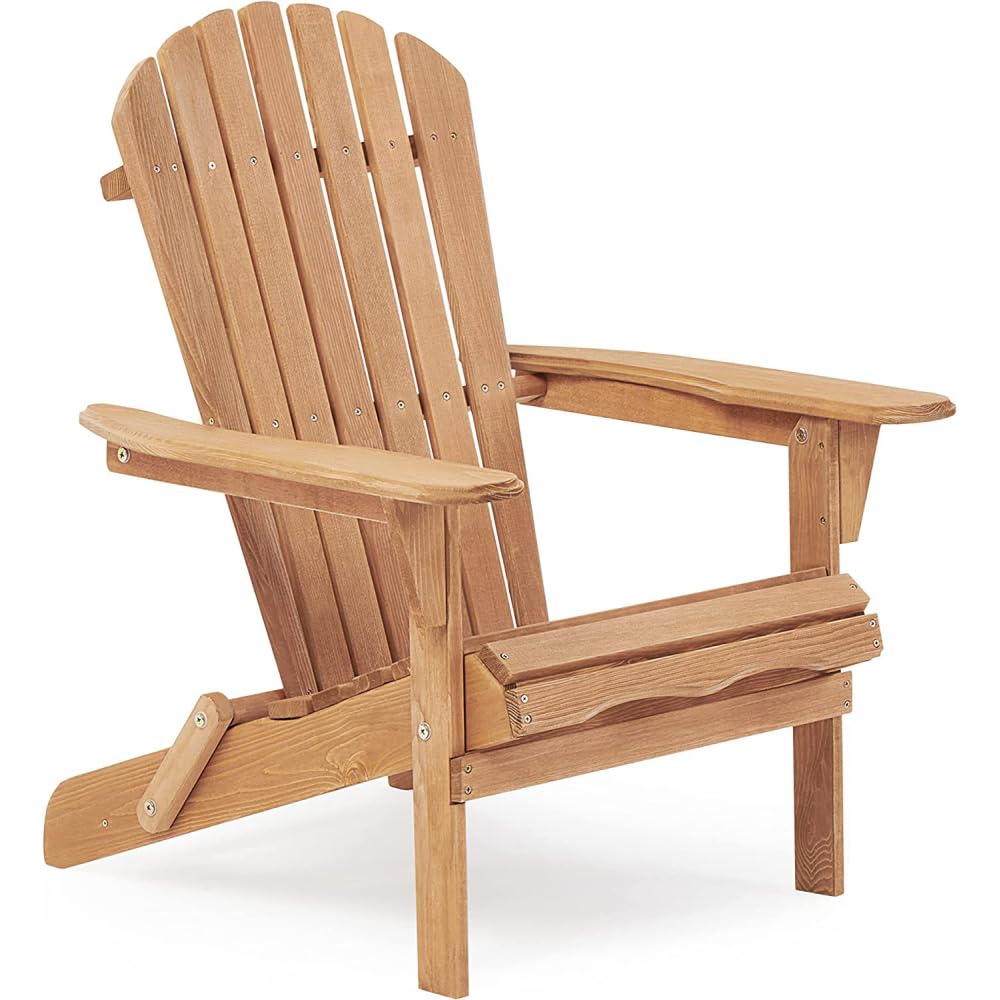 Solid Cedar Wood Folding Adirondack Chair Set of 2 B593545