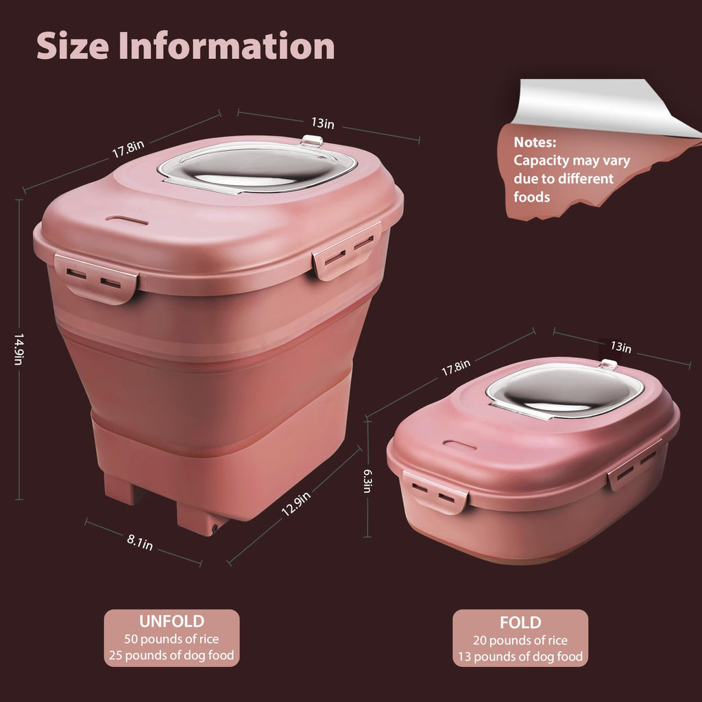 Collapsible Airtight Dry Food Storage Containers with Rolling Wheel M7894