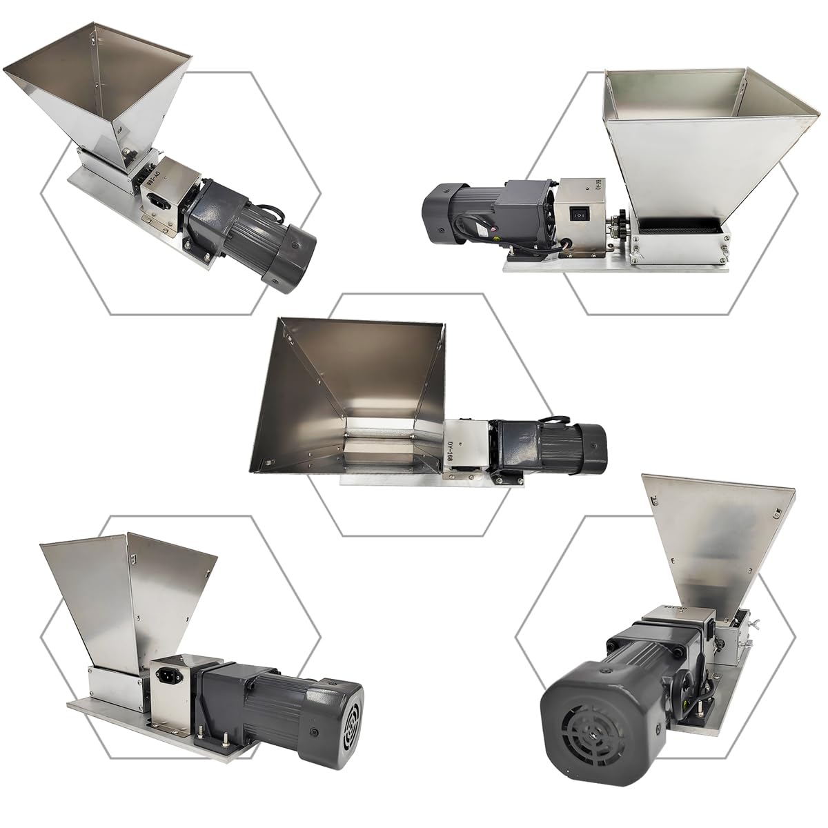 110V 60W 75RPM Stainless Steel Grain Mill with 4 Hopper and 2 Rollers F9875