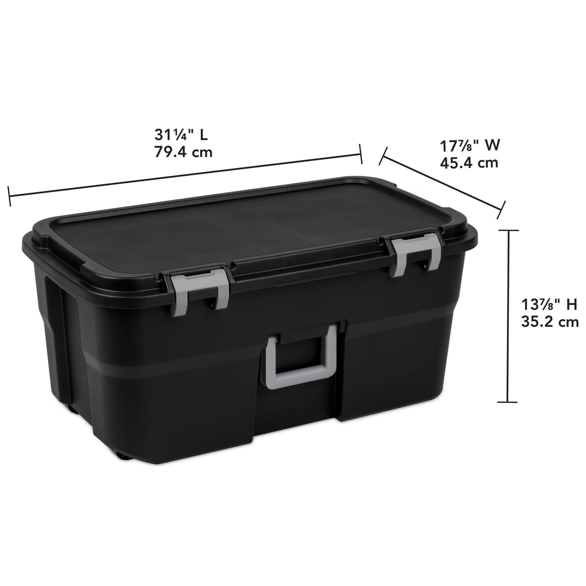 22 Gallon Black Wheeled Plastic Storage Trunk C3610