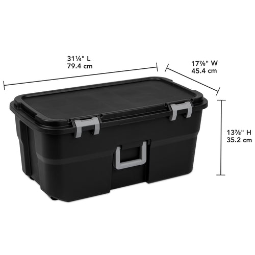 22 Gallon Black Wheeled Plastic Storage Trunk C3610