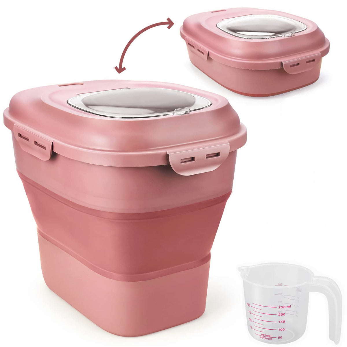 Collapsible Airtight Dry Food Storage Containers with Rolling Wheel M7894