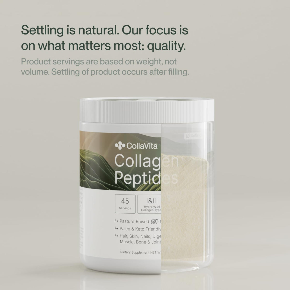 Collagen Peptides Powder Grass-Fed Pasture-Raised Hydrolyzed Type I & III Unflavored 32 oz A6345