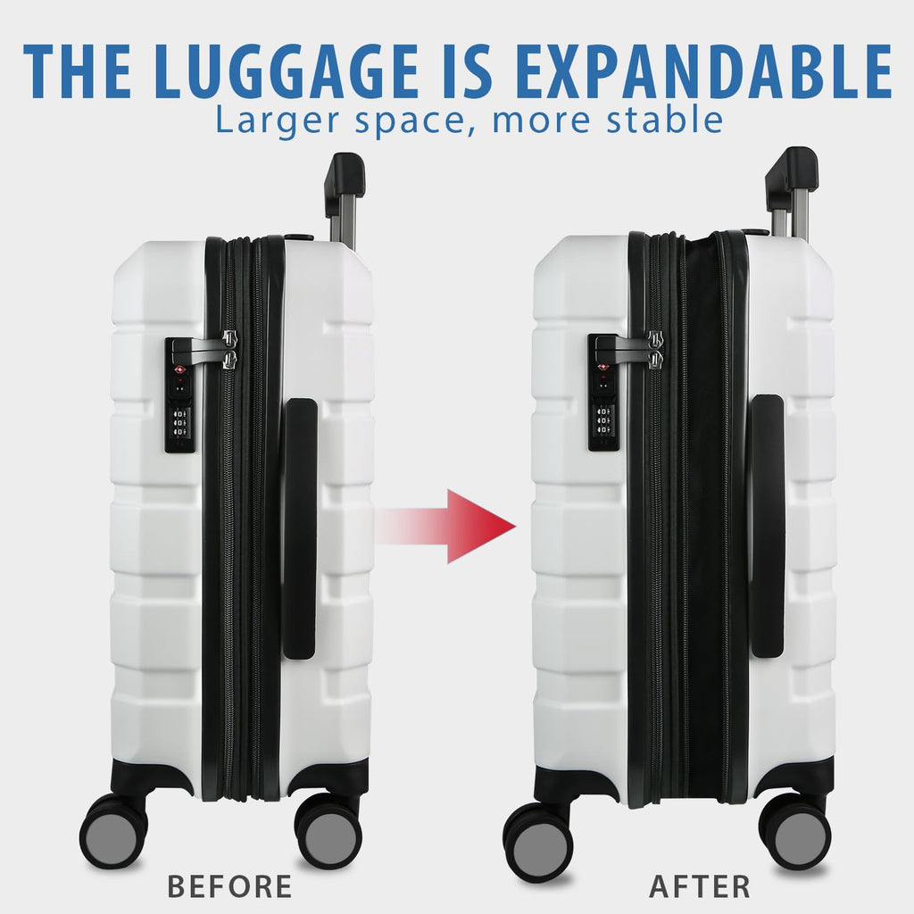 Hardside Expandable Carry On Luggage with Spinner Wheels, TSA Lock, USB Port, 20-Inch, White R2993