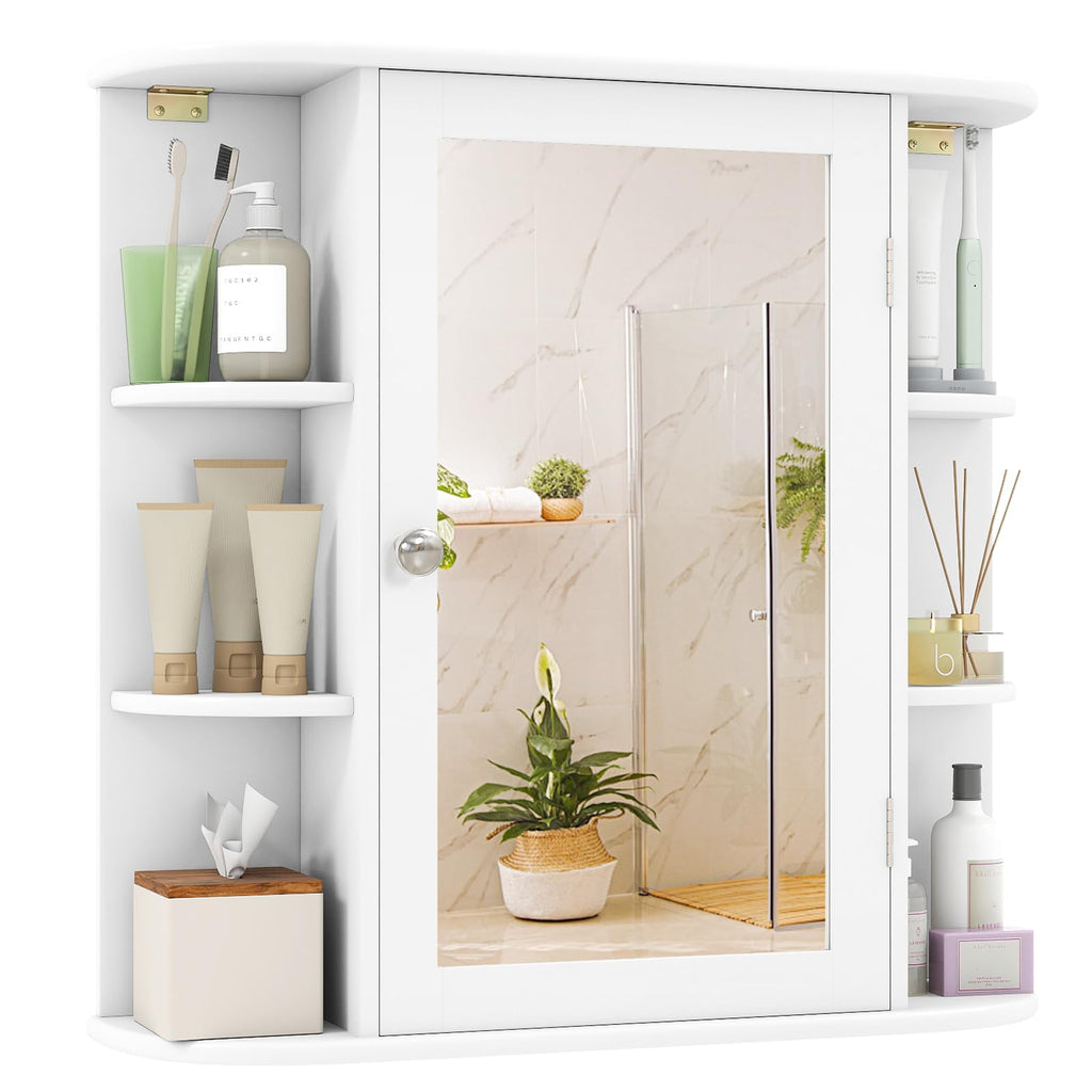 White Wall Mounted Medicine Cabinet with Mirror N3693