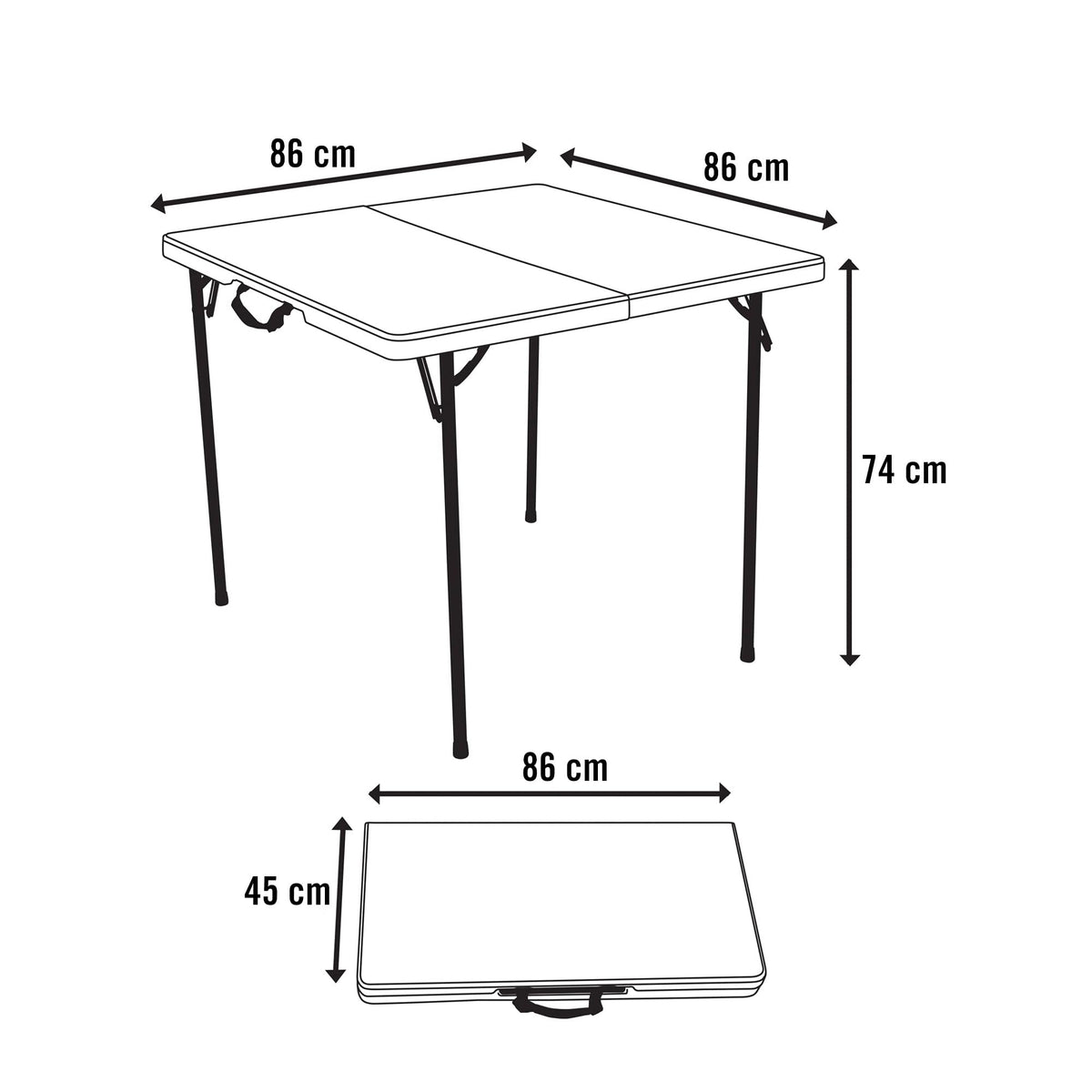 White 34 Inch Fold in Half Square Table R874111