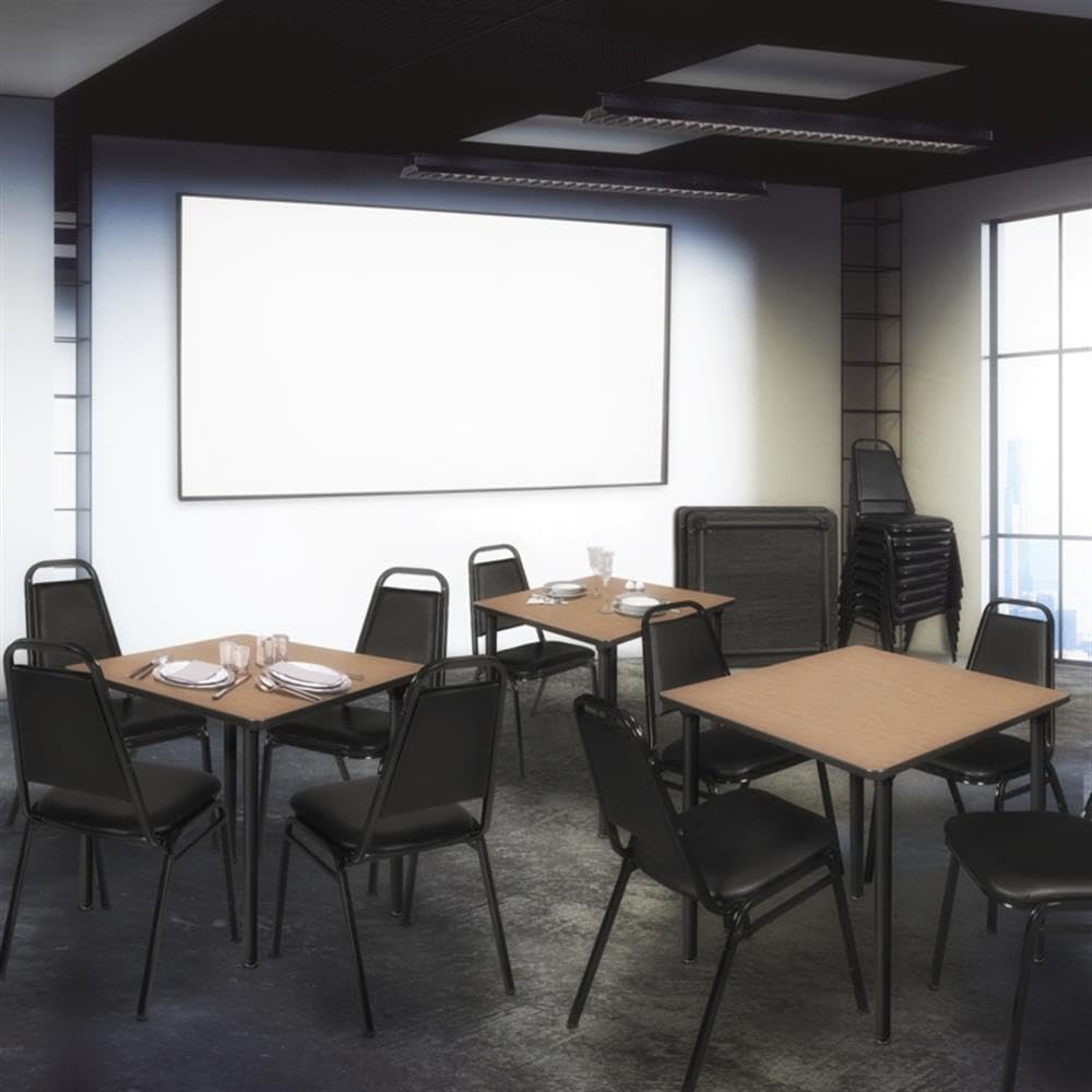 Square Folding Table with Black Tubular Steel Legs H253