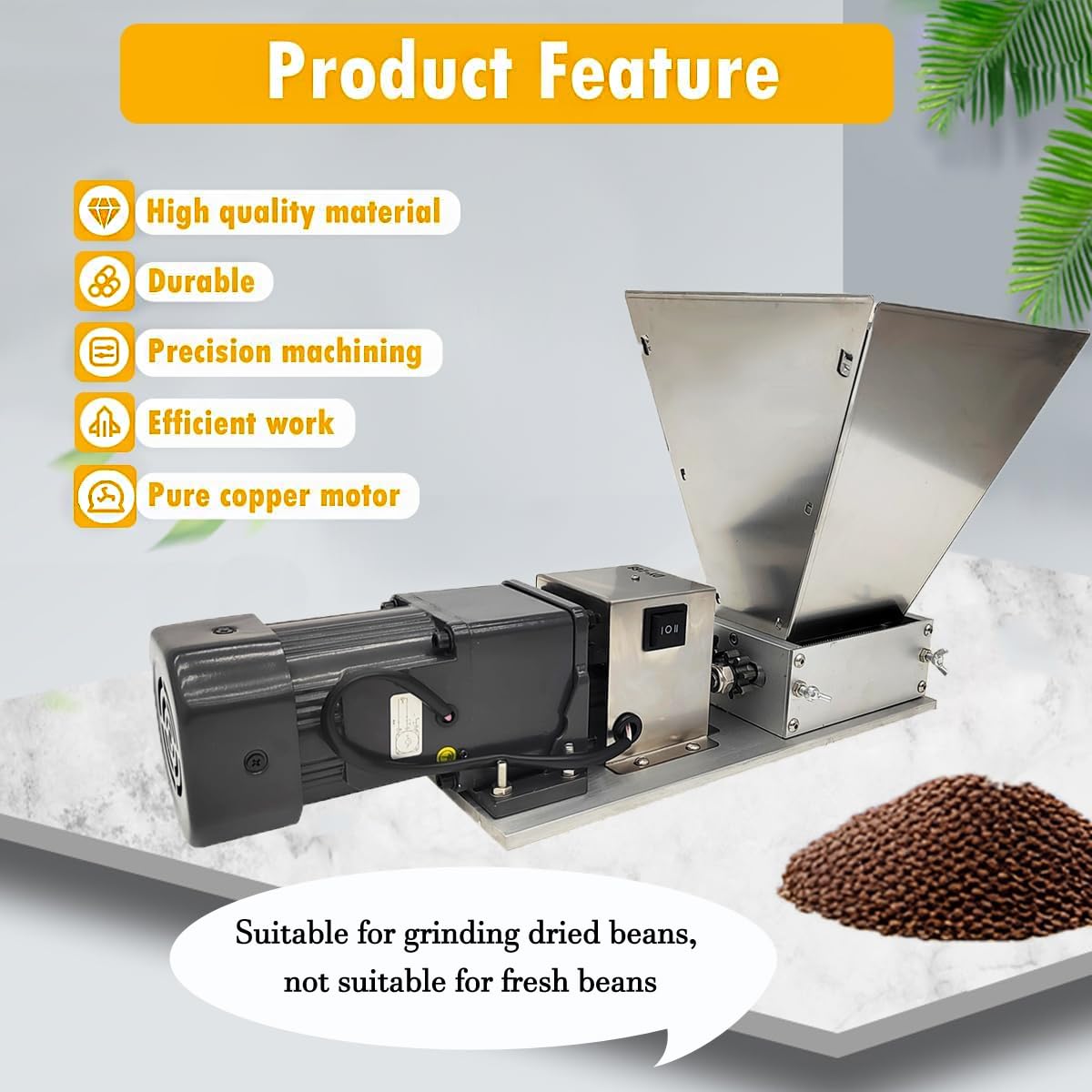 110V 60W 75RPM Stainless Steel Grain Mill with 4 Hopper and 2 Rollers F9875