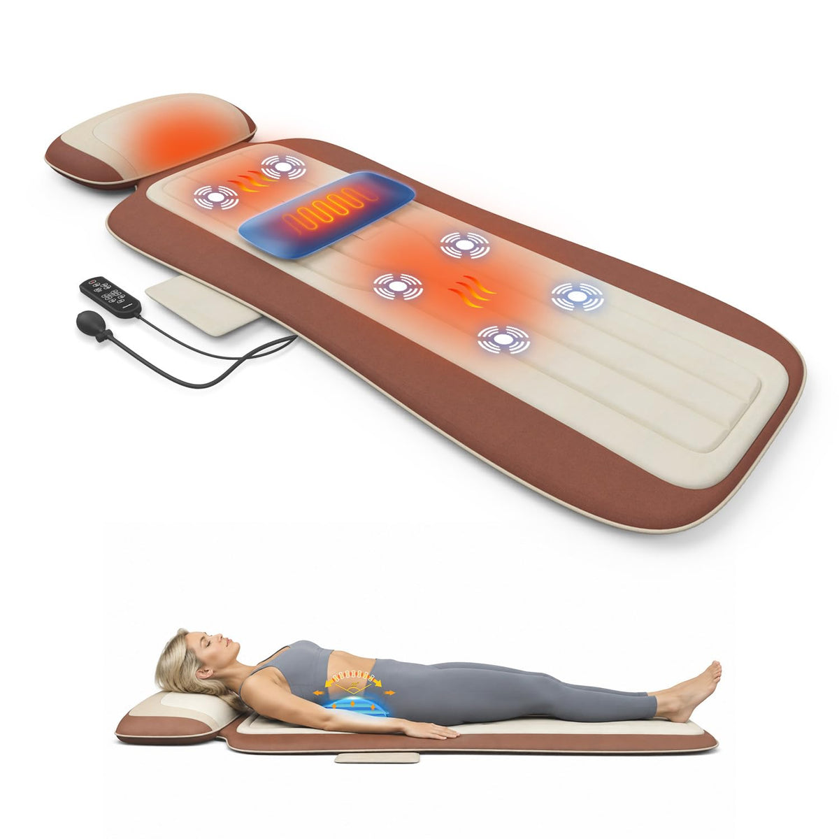 Vibration Massage Mat with Heat and Lumbar Support O834