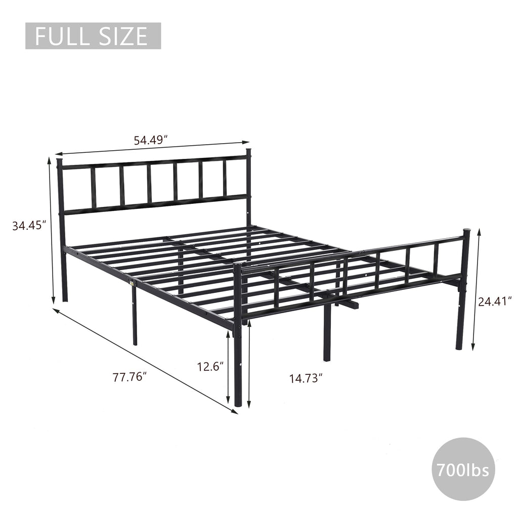 Black Full Size Metal Platform Bed Frame F8802