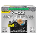 Black 33 Gallon Heavy Duty 3 MIL Contractor Trash Bags 50 Pack S16247