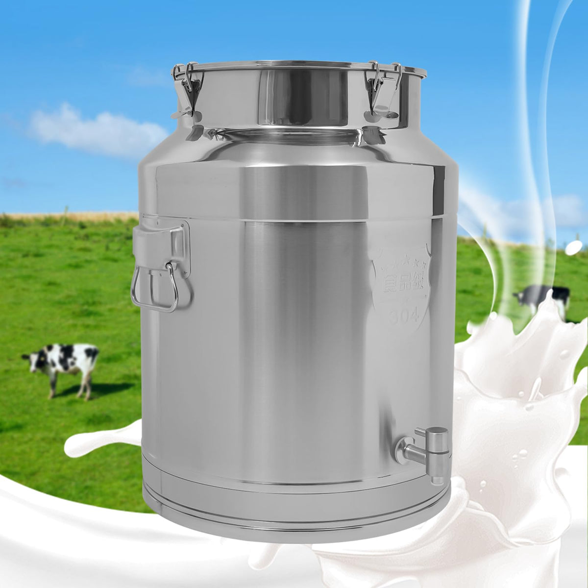 304 Stainless Steel Milk Can with Spigot K431351
