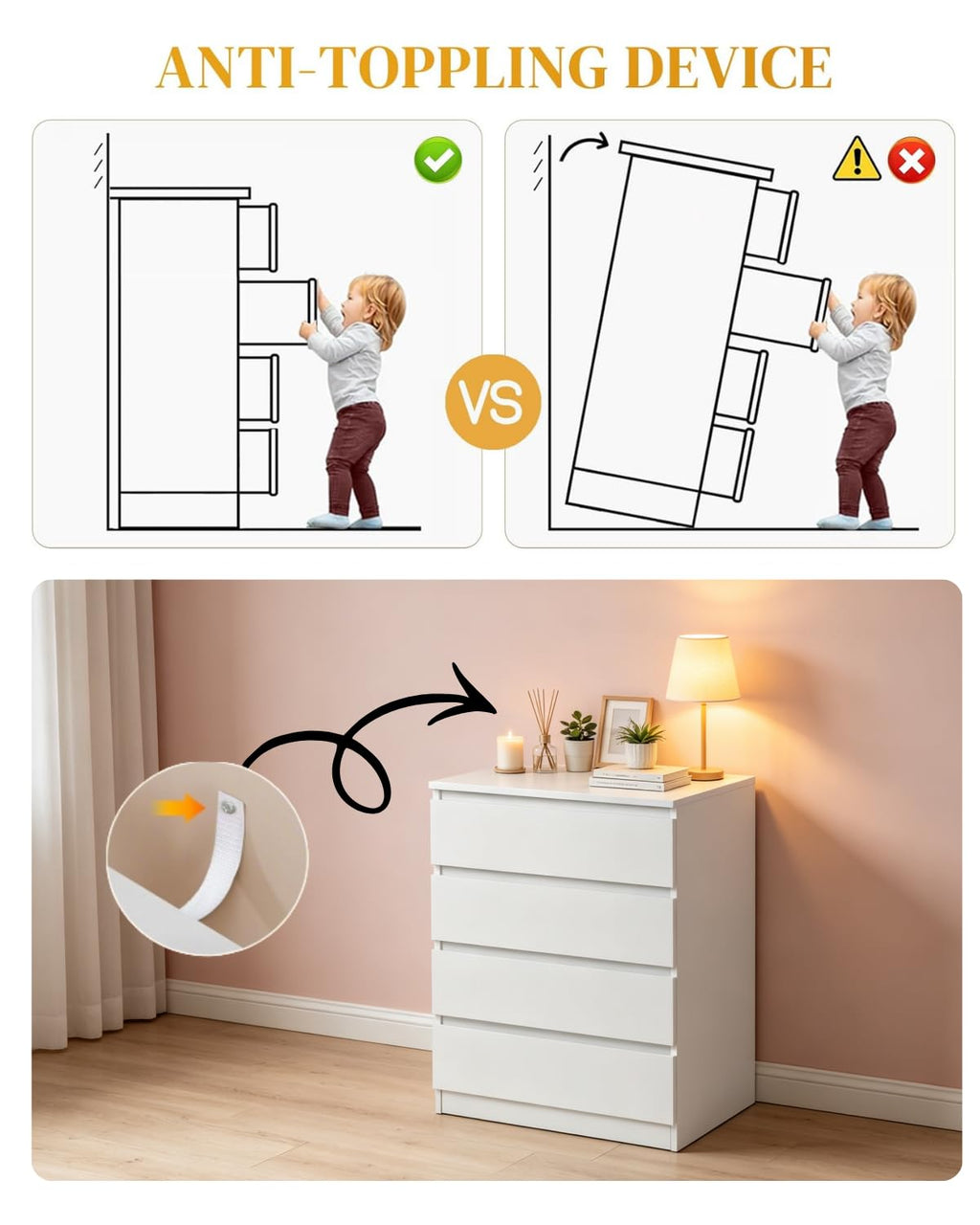 White 4 Drawer Dresser W785