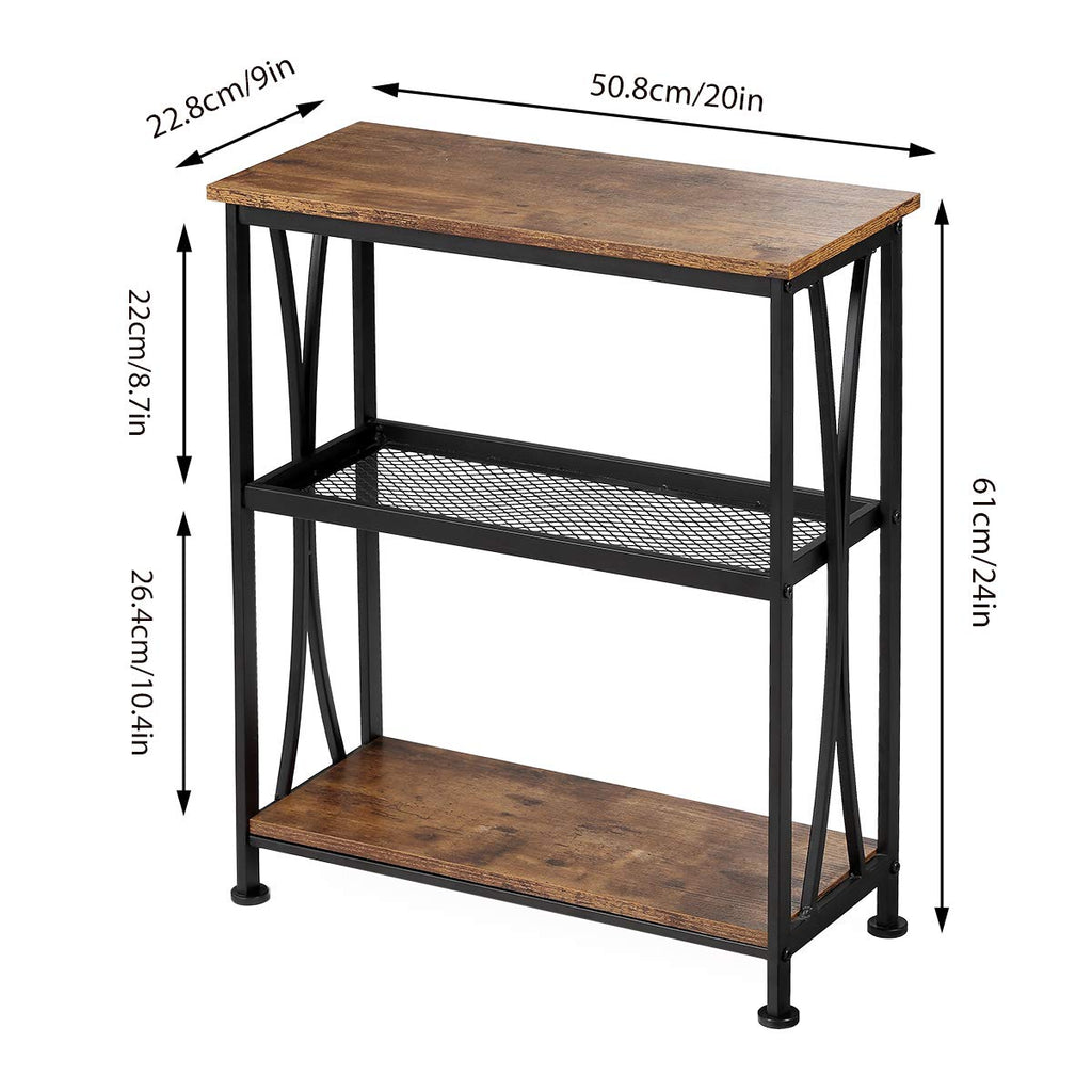 Narrow 3-Tier Side Table with Storage Shelves Z3110