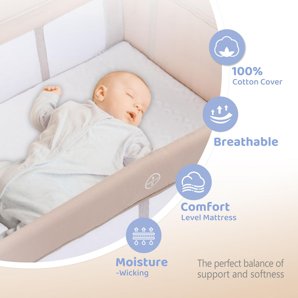 7 in 1 Bedside Bassinet with Changing Table, Storage Shelf, Mattress S943127