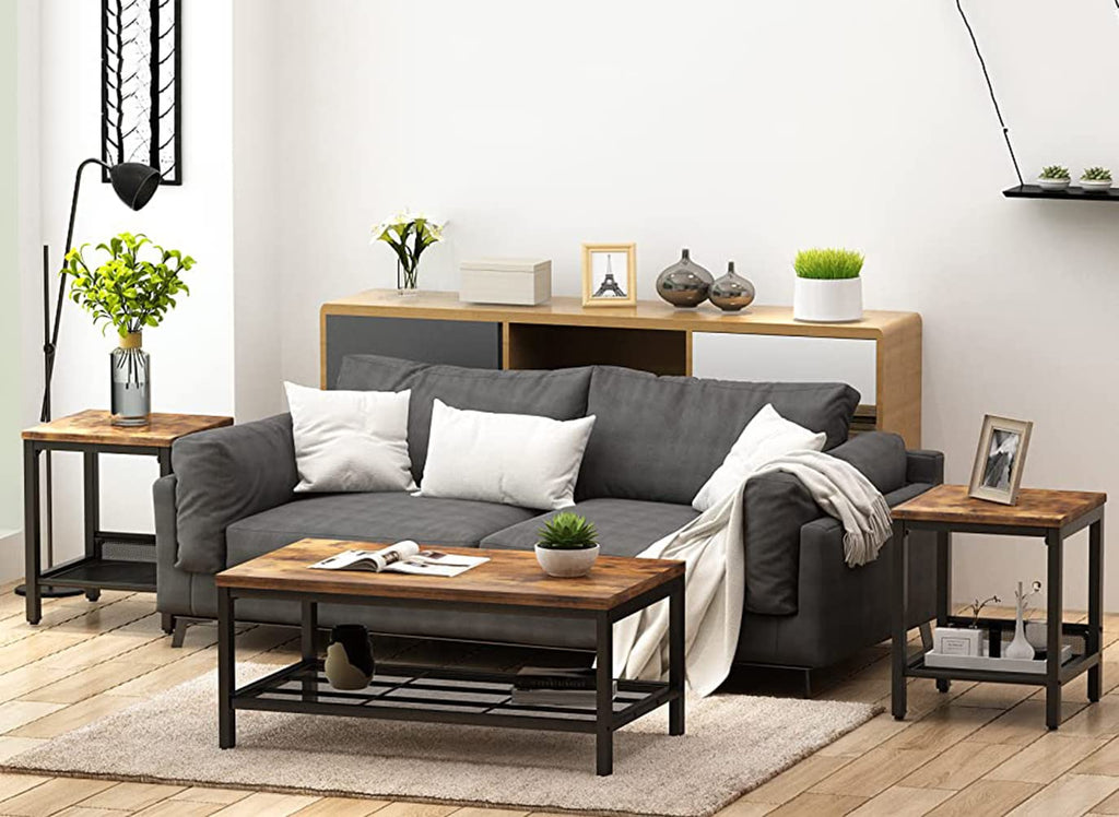 3 Pieces Coffee Table Set with 2 End Side Tables U518