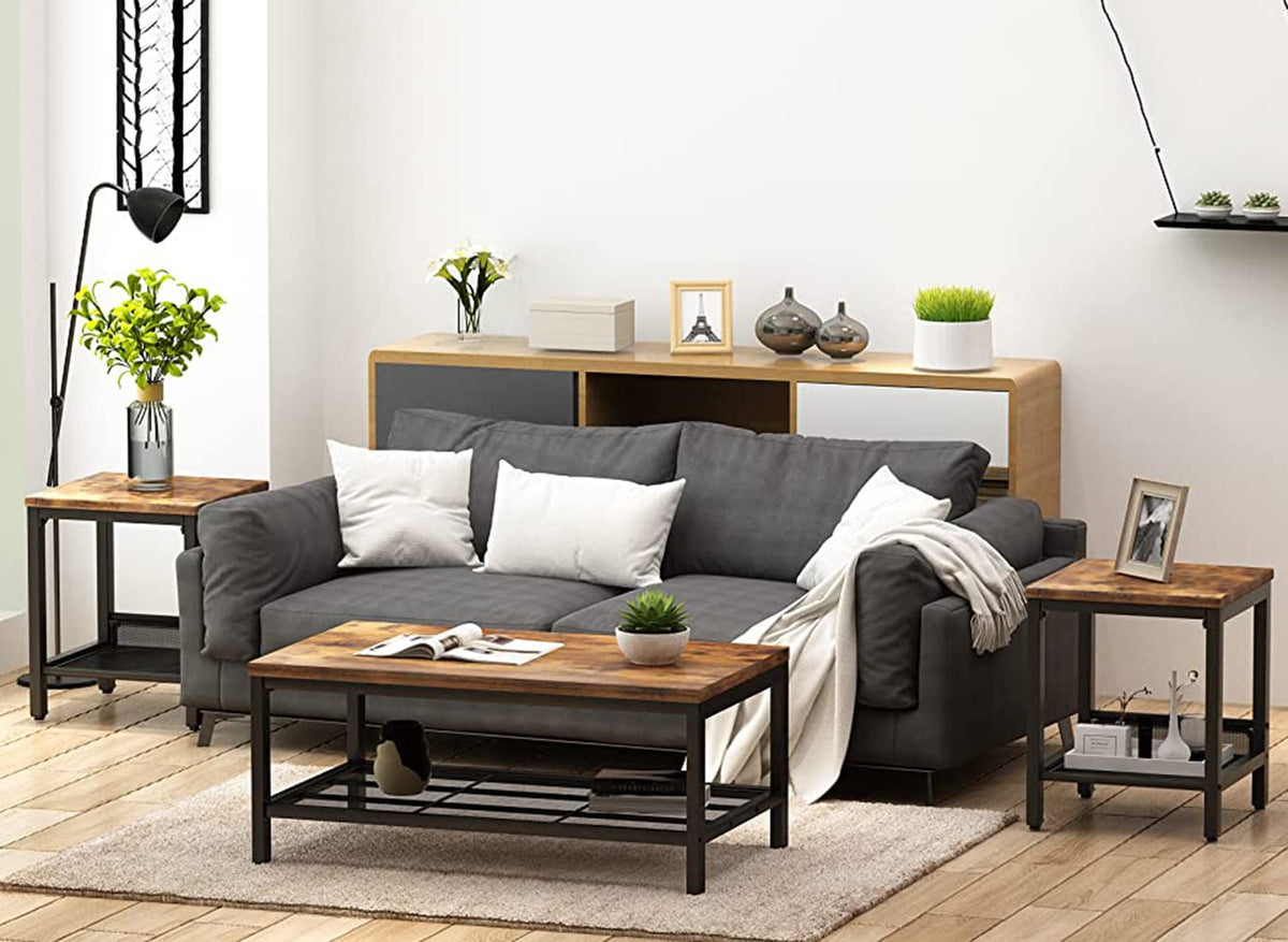 3 Pieces Coffee Table Set with 2 End Side Tables U518