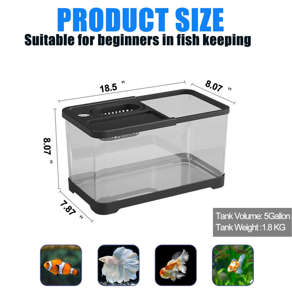 5 Gallon Plastic Aquarium Starter Kit with Filter and LED Light W2507