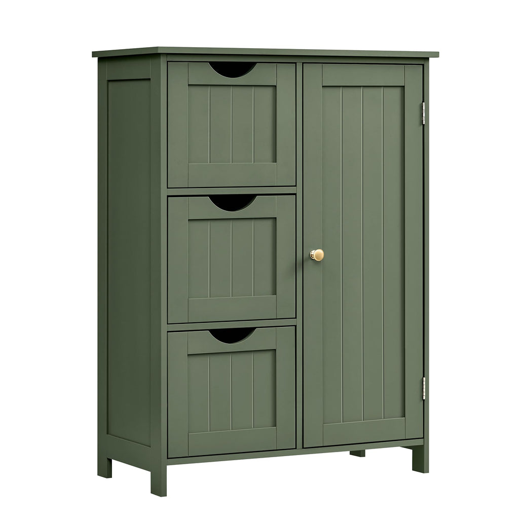 Forest Green 3 Drawer Bathroom Floor Storage Cabinet W223