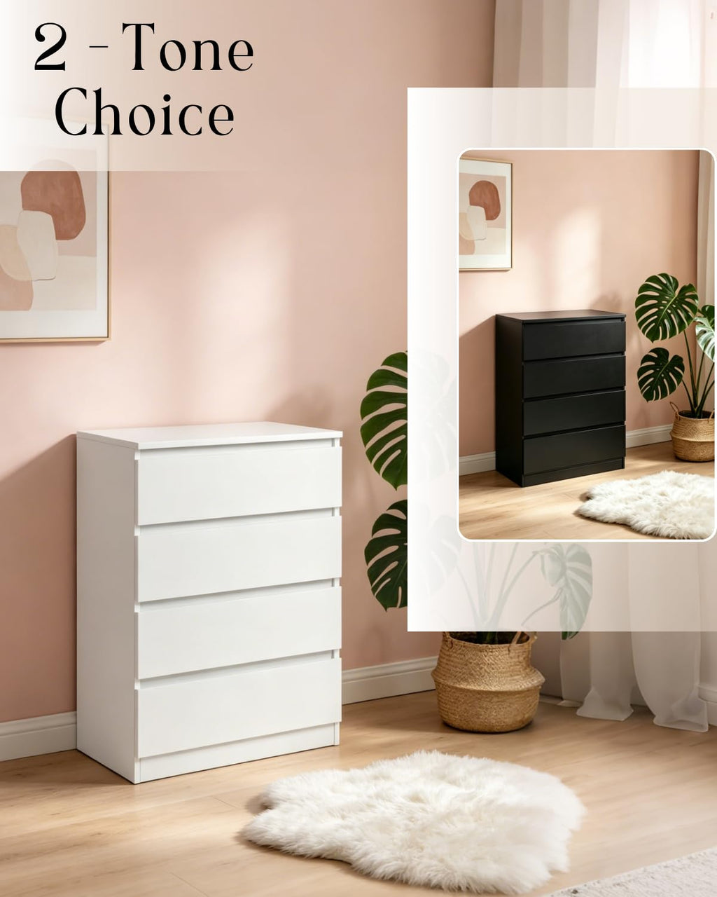 White 4 Drawer Dresser W785