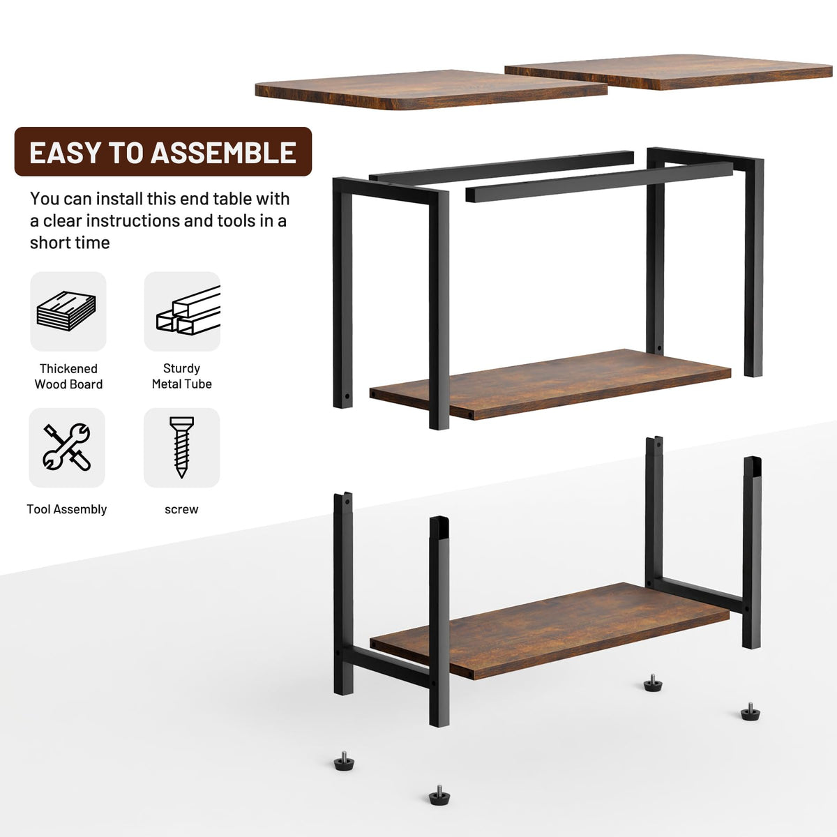 3-Tier Side Table with Storage Tabletop X7347