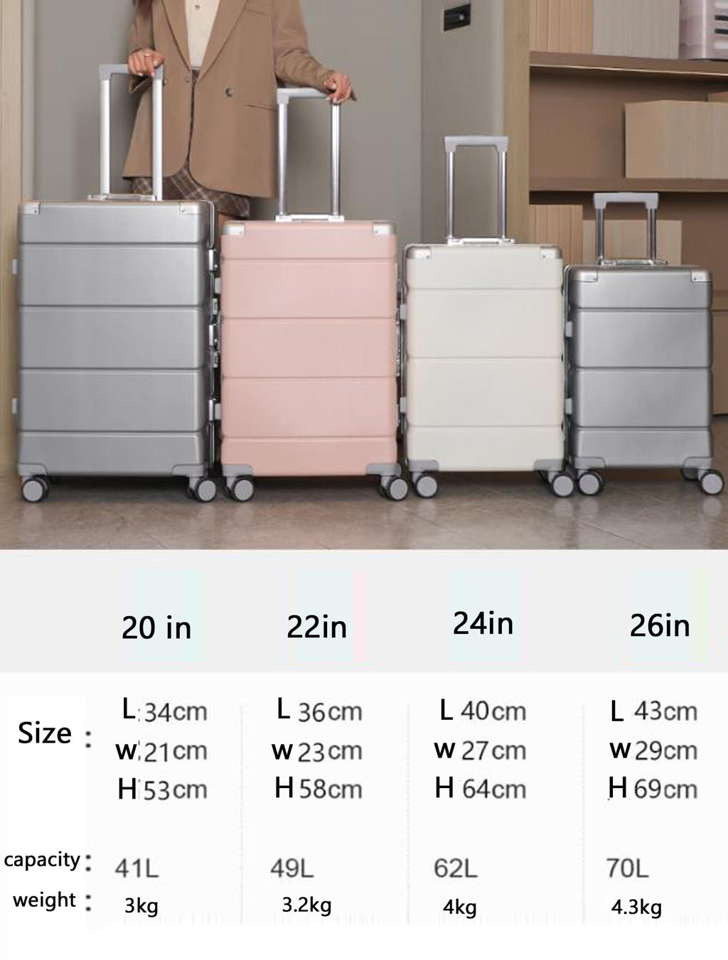 White Hard Shell Carry on Luggage V31944