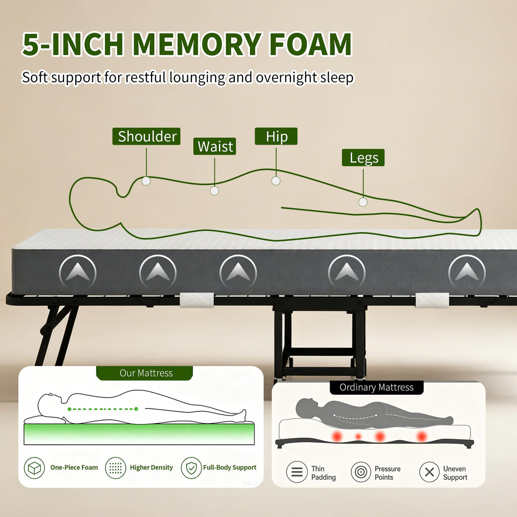 Folding Bed with Mattress Twin 75 x 38 in J31766