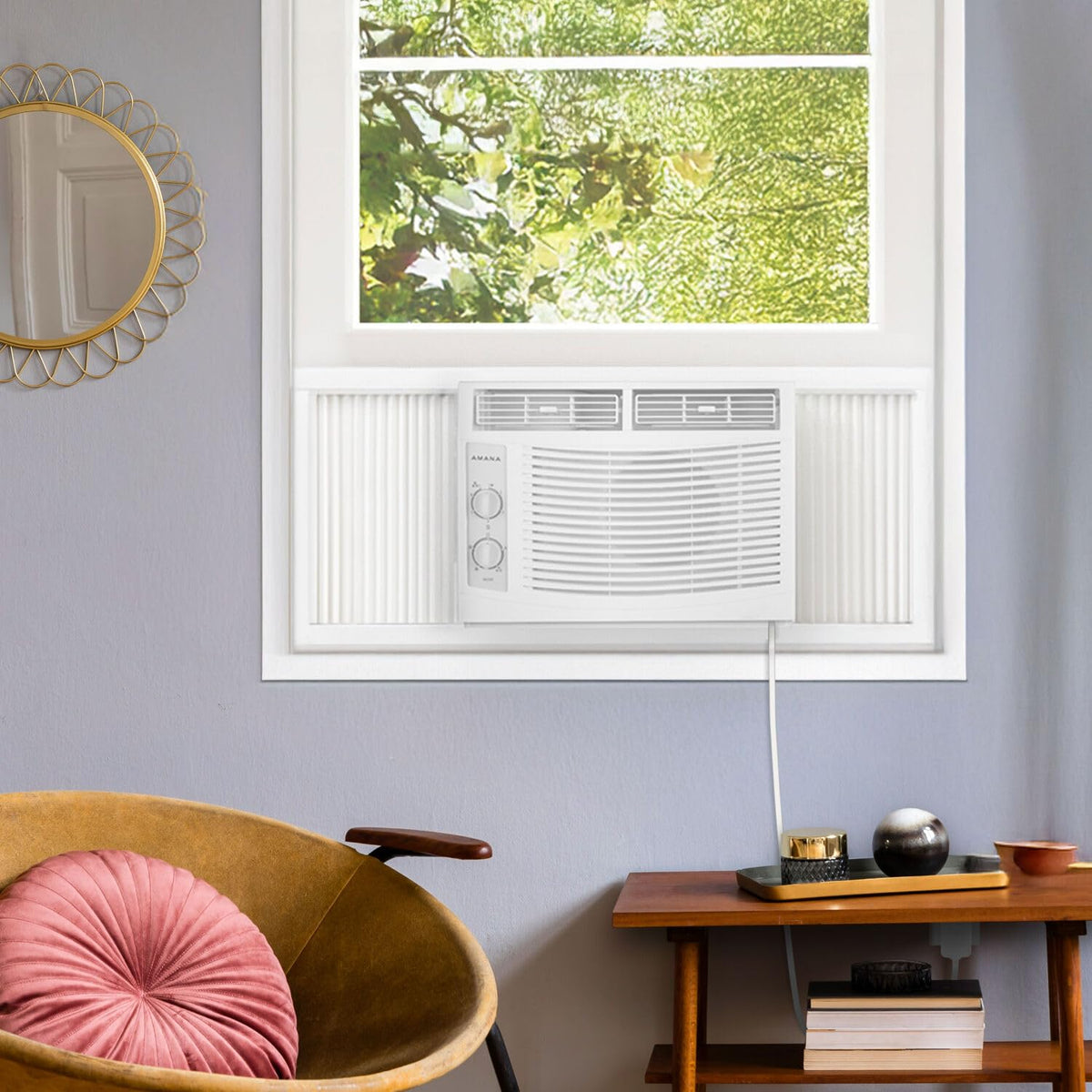 5,000 BTU Window Air Conditioner with Mechanical Controls, Dehumidifier, Washable Filter, 2 Fan Speeds, White A79036