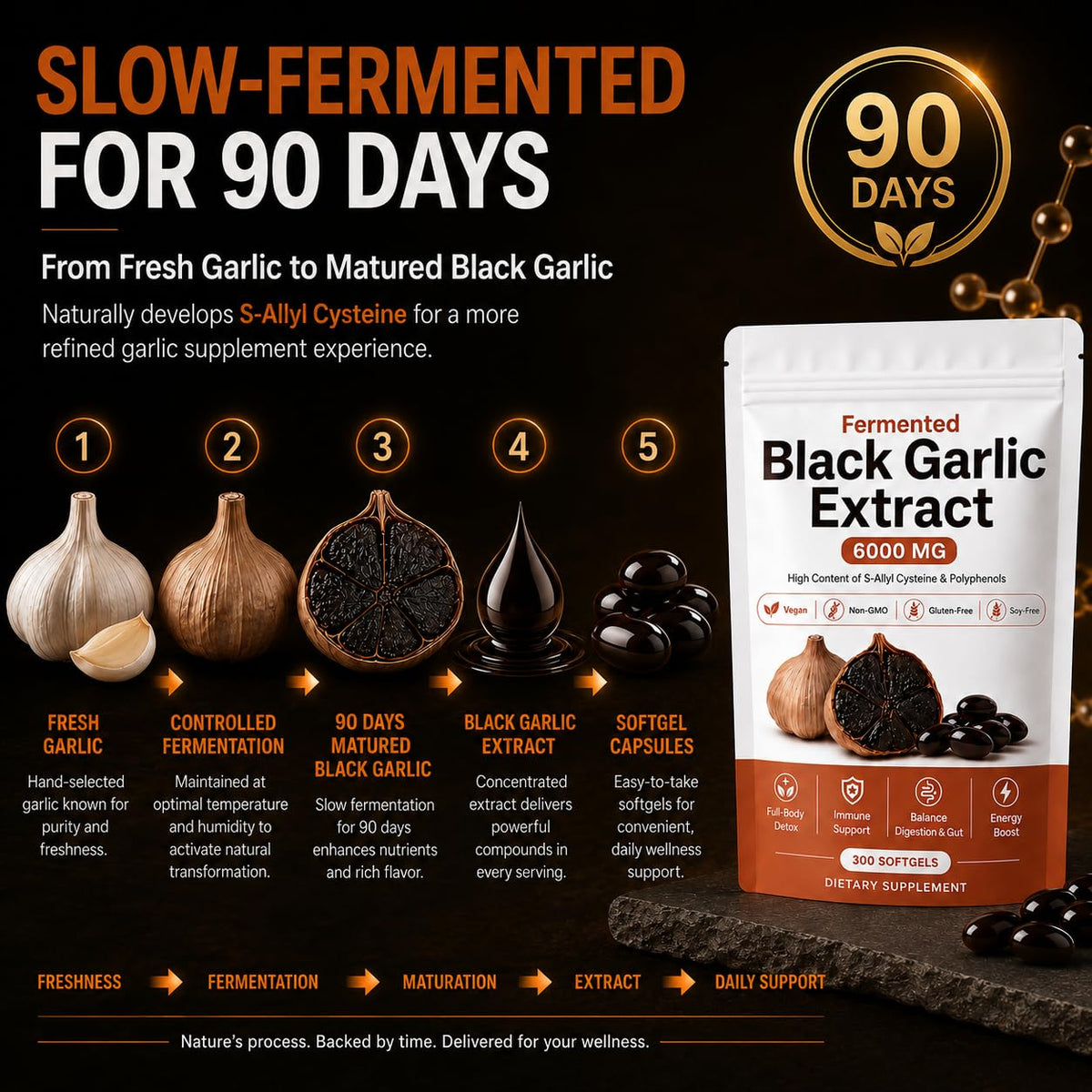 Fermented Black Garlic Extract Softgel 300 Capsules V690646