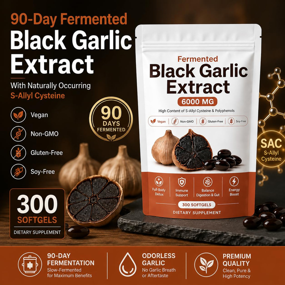 Fermented Black Garlic Extract Softgel 300 Capsules V690646