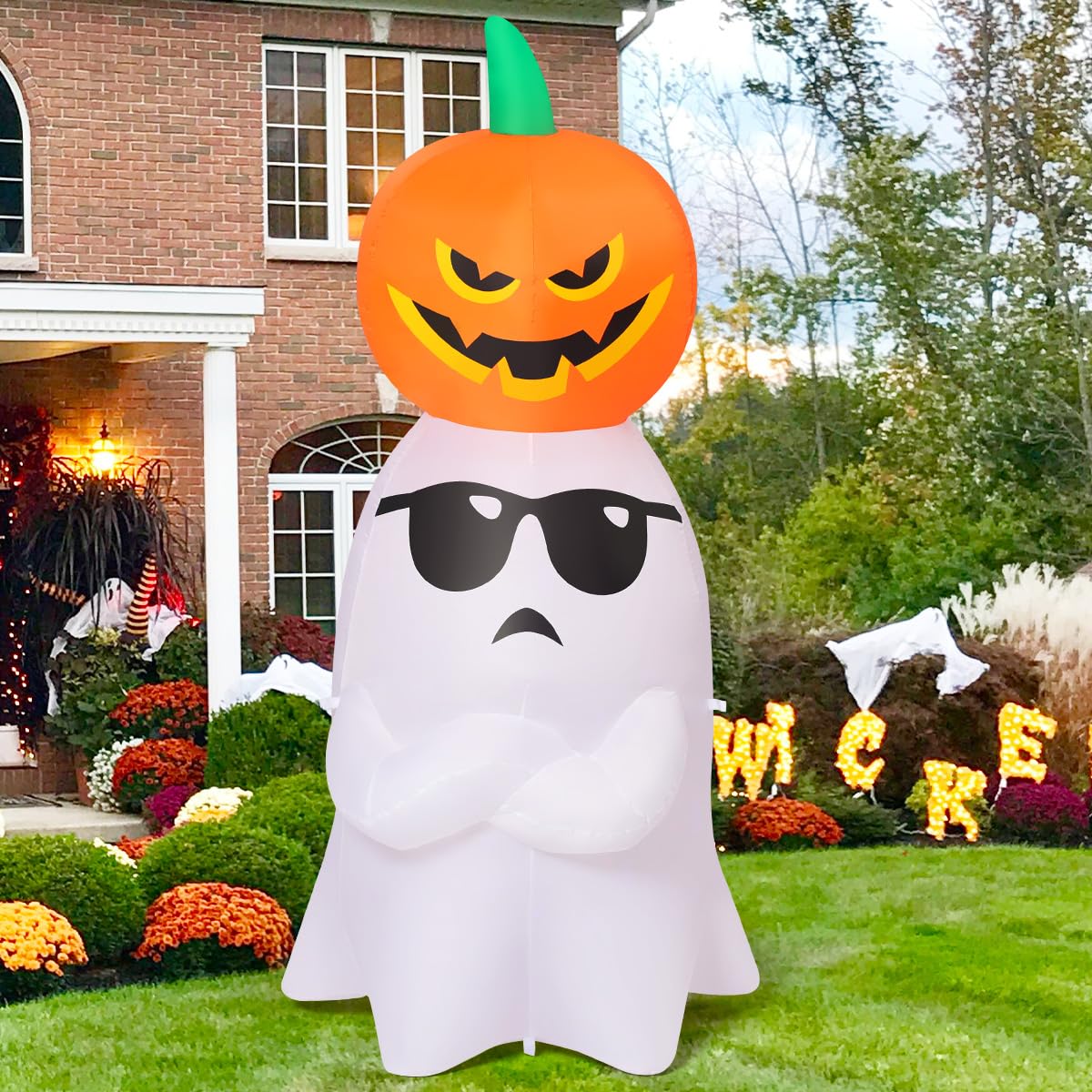 6.2 FT Halloween Inflatables Ghost with Pumpkin E243805