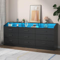 Black 9 Drawer Dresser with Power Outlet V3164