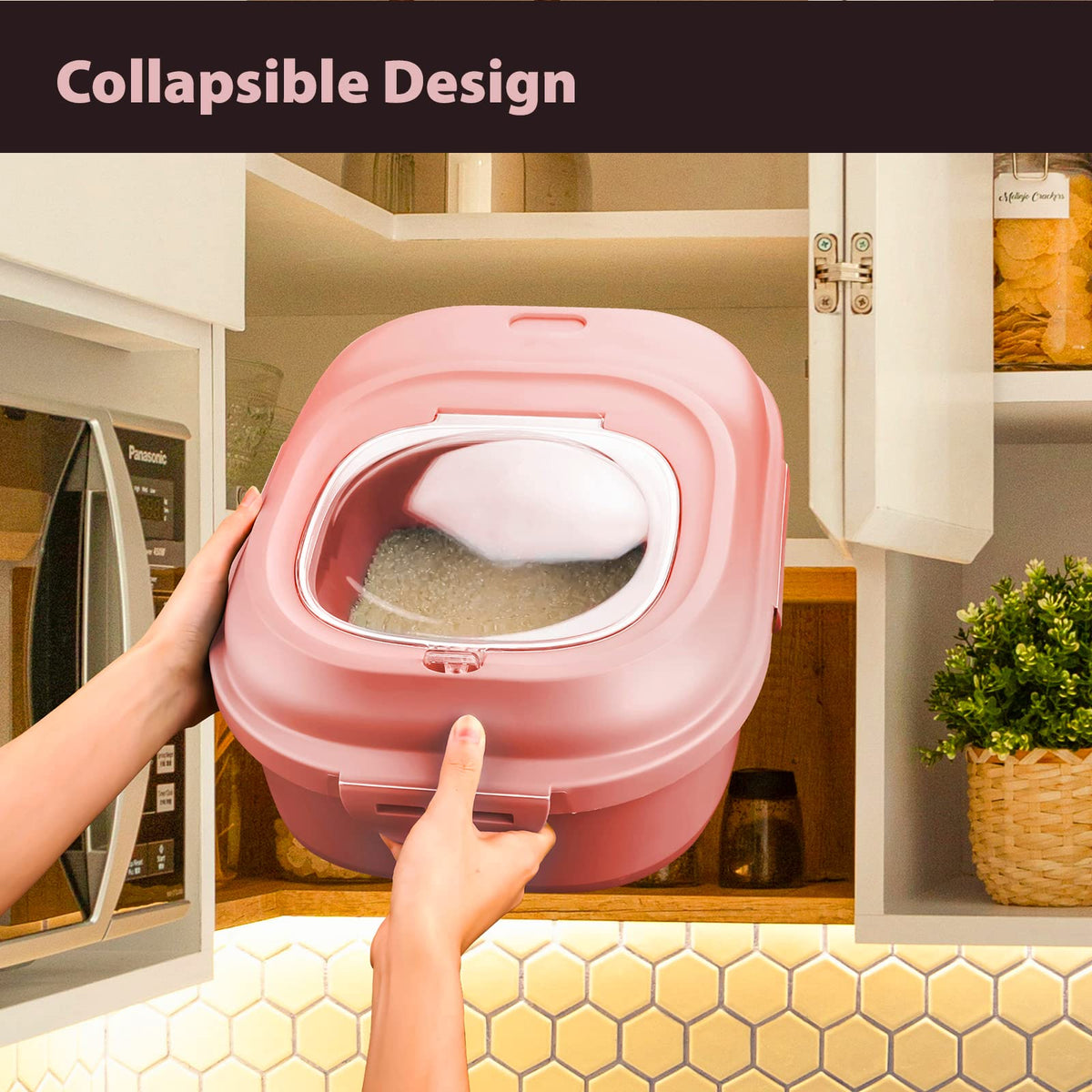 Collapsible Airtight Dry Food Storage Containers with Rolling Wheel M7894