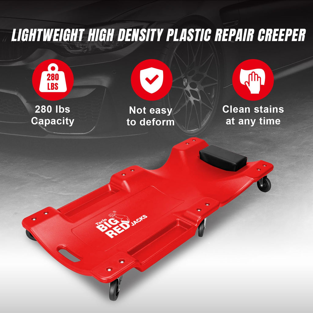 Rolling Garage Creeper with Padded Headrest and 6 Casters T23721