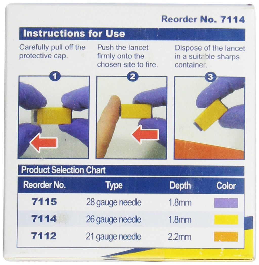 26 Gauge Sterile Safety Lancets 100 Count Y9671